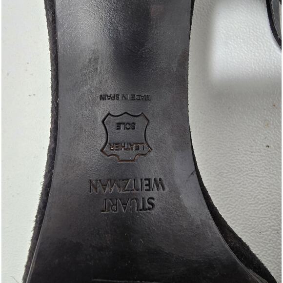 Stuart Weitzman Nearly Nude Black Suede Heels Size 7 wide - Picture 10 of 11